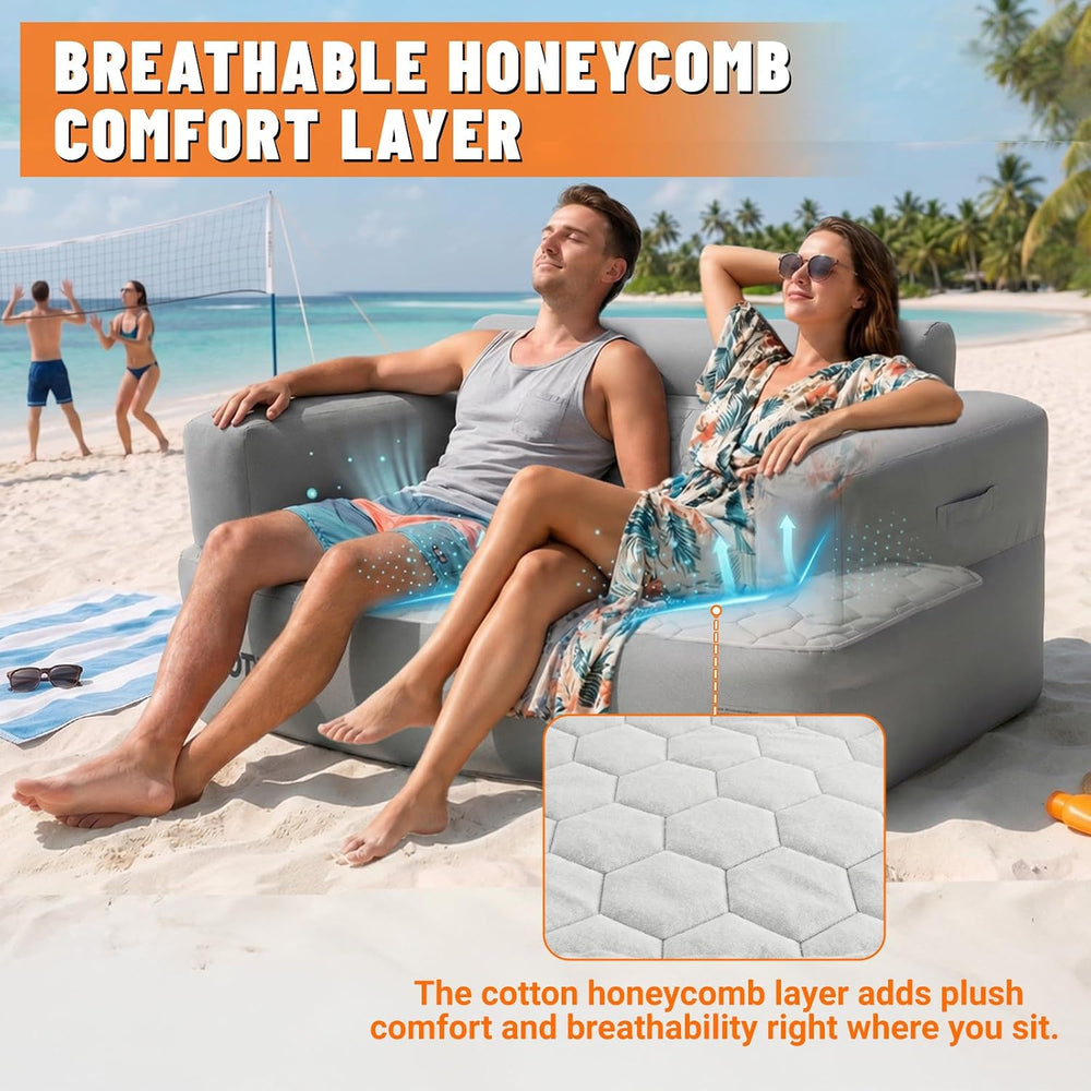 Inflatable Couch Loveseat with Footstool, Camping Couch with Detachable Built...