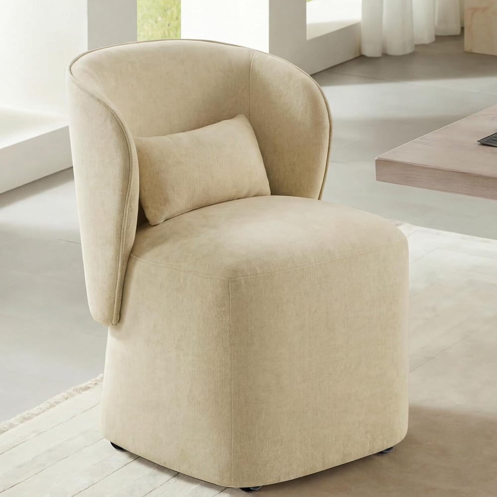 KISLOT Upholstered Dining Chairs with Wheels, Easy Assembly Stain Resistant F...