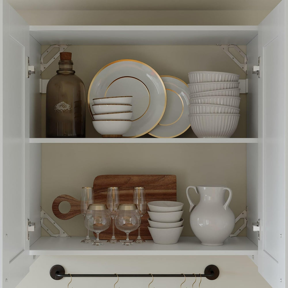 Timechee White Modern Kitchen Pantry Storage Cabinet with Wall Cupboard Set, ...