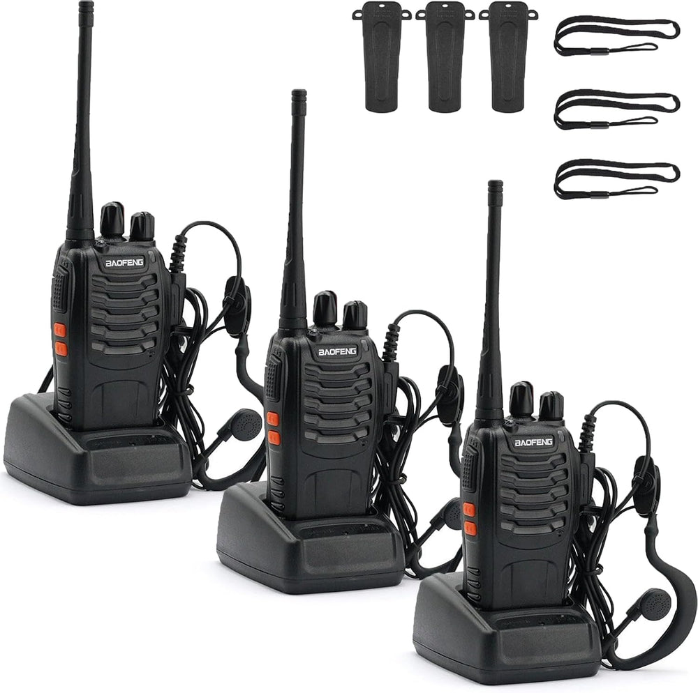 BAOFENG BF-888S Long Range Walkie Talkies for Adults with Earpieces 3Pack