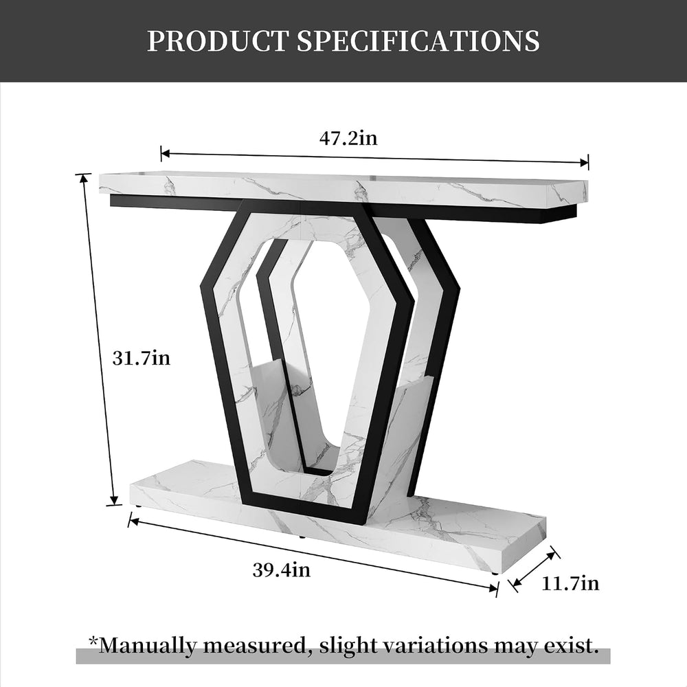 senlin Sofa Table 47.3 Inch Narrow Console Table with Openwork Frame, Industr...