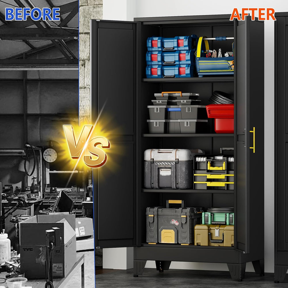 GAIOUS 61''Tall Metal Garage Storage Cabinet,File Cabinet with Door a...