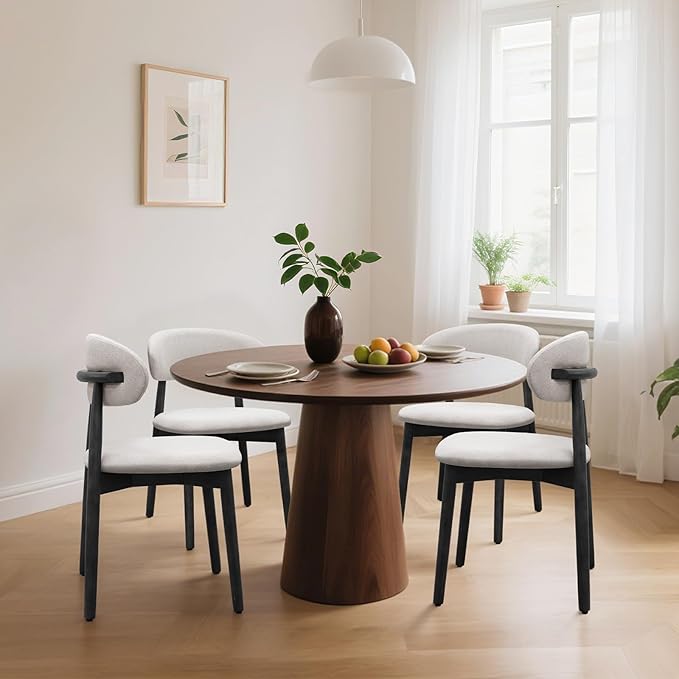 Farmhouse Dining Chairs Set of 6,Mid Century Modern Fabric Upholstered Kitche...
