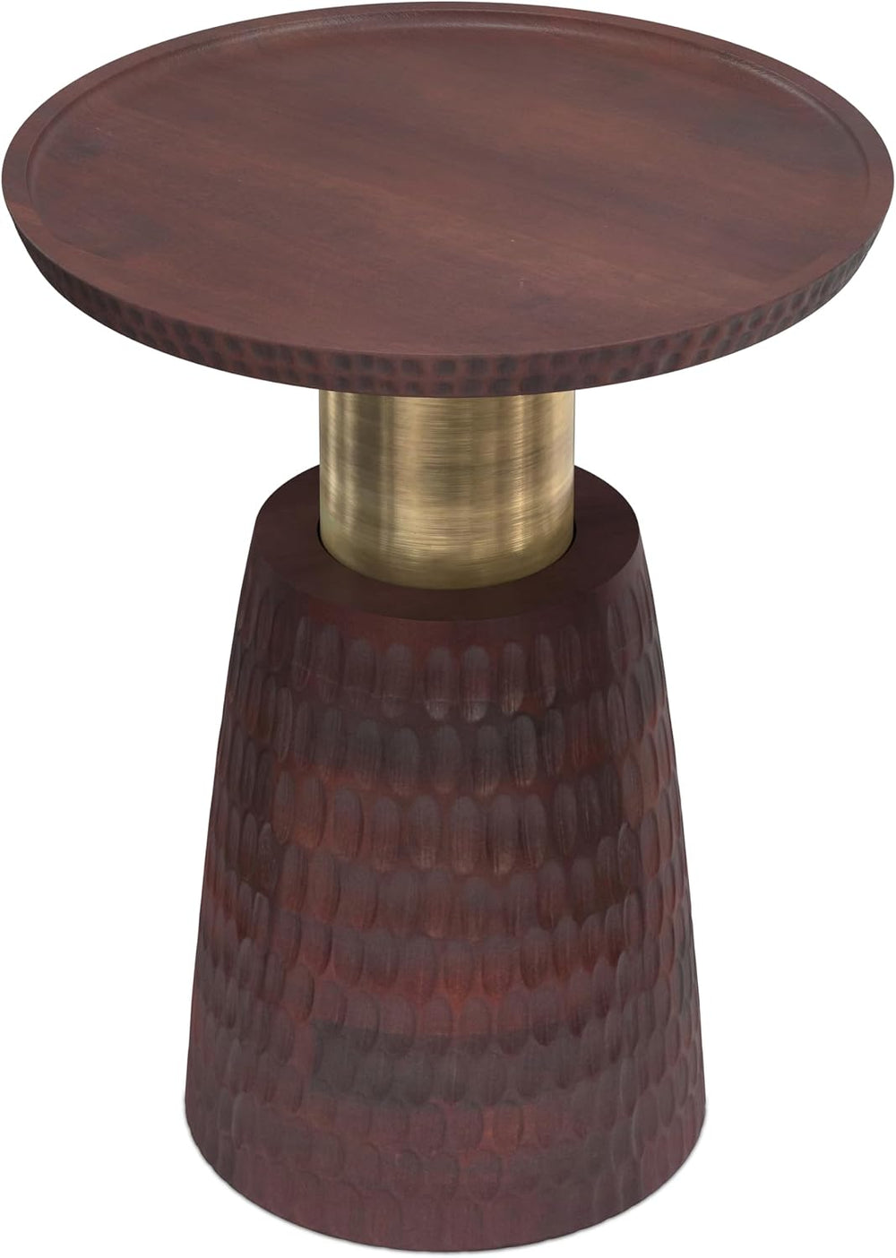 SIMPLIHOME Breanna End Table - 16 inch Wide Solid Mango Wood and Metal Round ...
