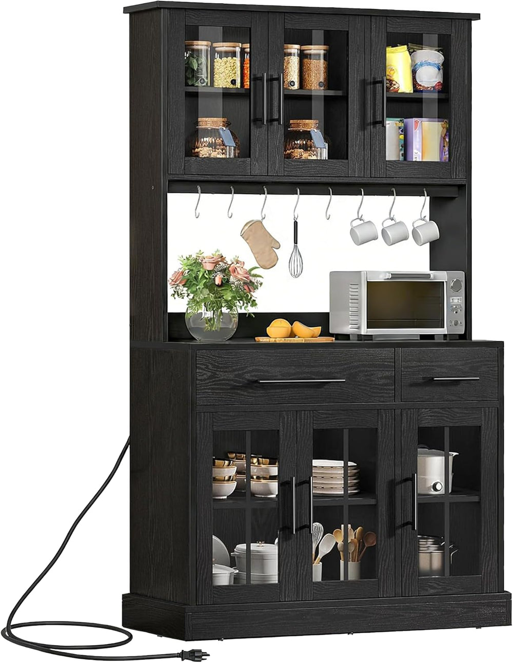 YITAHOME 71'' Kitchen Pantry Storage Cabinet with Microwave Stand, Ta...