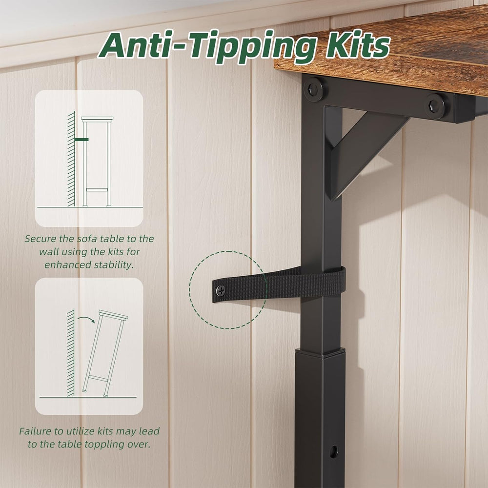 Simple Trending 78.75” Console Table, Narrow Behind Couch Table, Adjustable S...