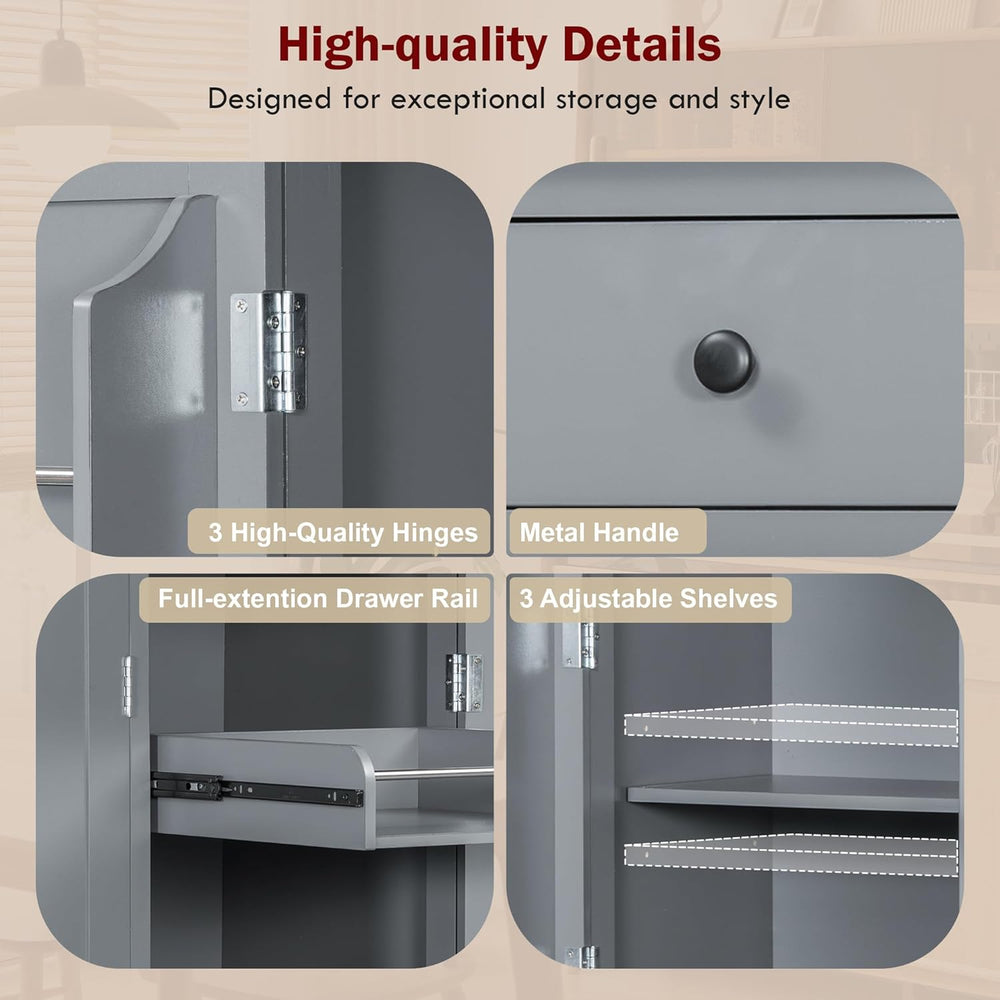 Harper & Bright Designs Kitchen Pantry Storage Cabinet with Door Shelves,...