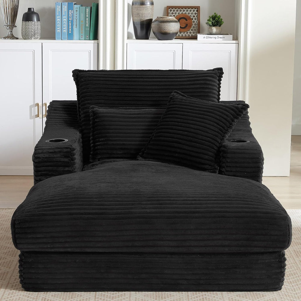 47.2"Oversized Chaise Lounge Chair Indoor,Corduroy Reading Chair with Cu...