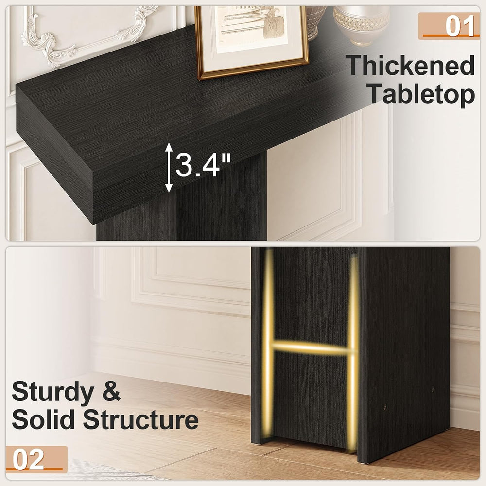 Modern Entryway Table, 55'' Wood Console Table with Storage Couch Tab...