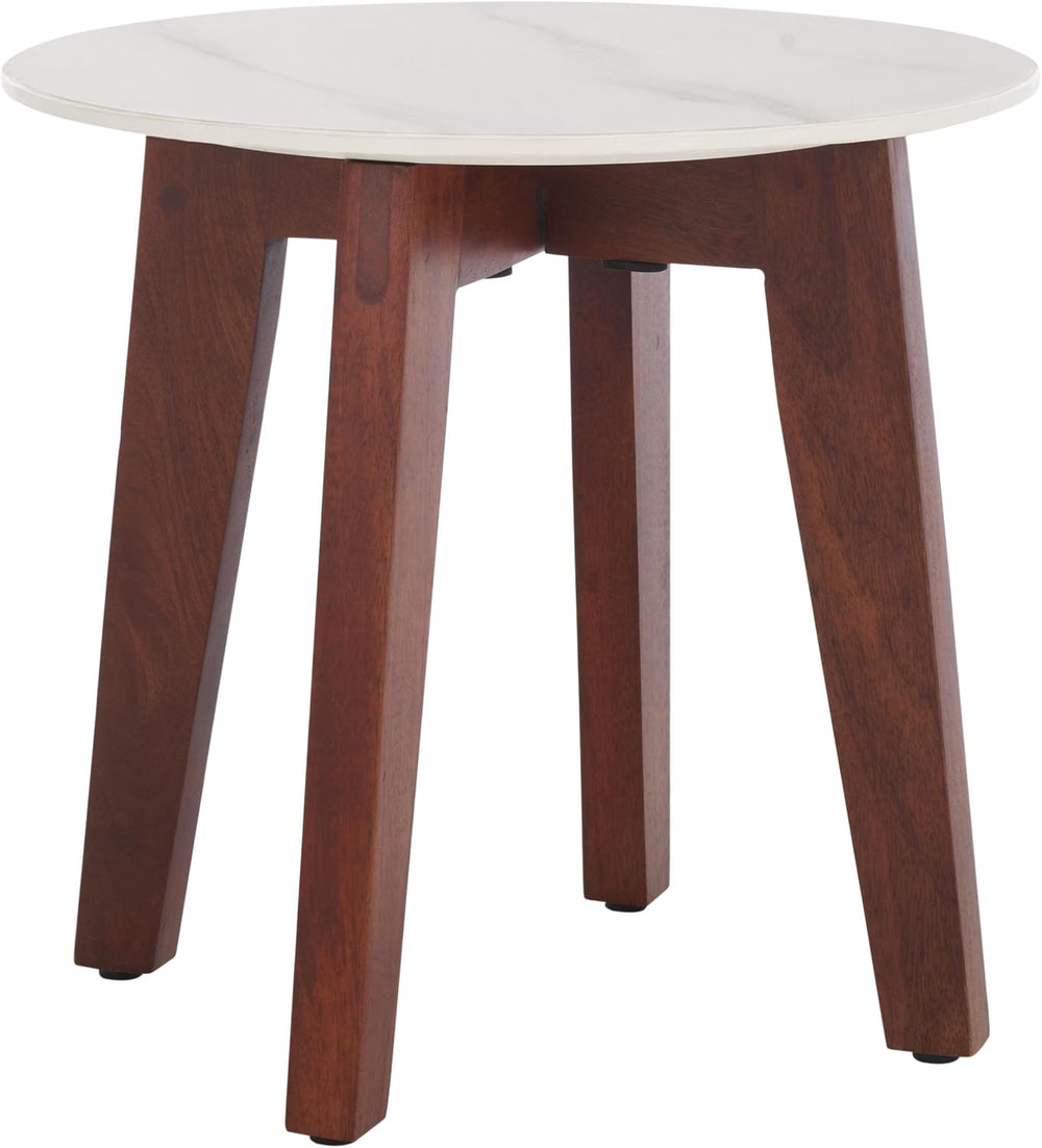 SAFAVIEH Home Collection - Helley Accent Table, White Ceramic Faux Marble Rou...