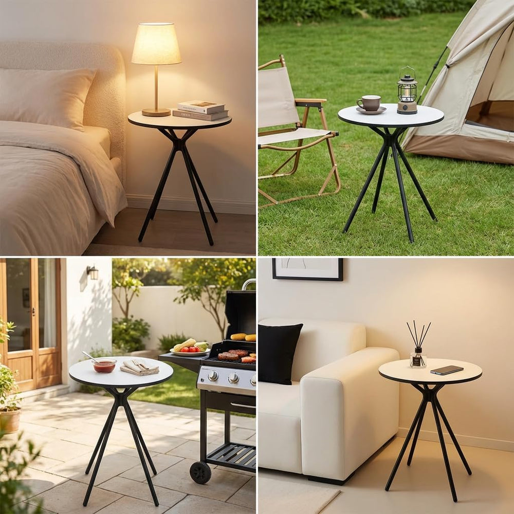 Oval Side Table, 10mm HPL Tabletop End Table, 110 lbs Detachable Small Side T...
