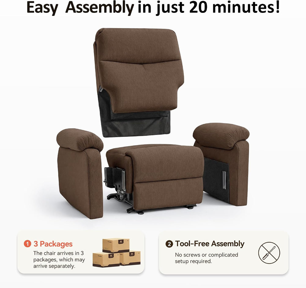MCombo Triple Motor Lay Flat Power Lift Recliner Chair for Tall Elderly, Infi...