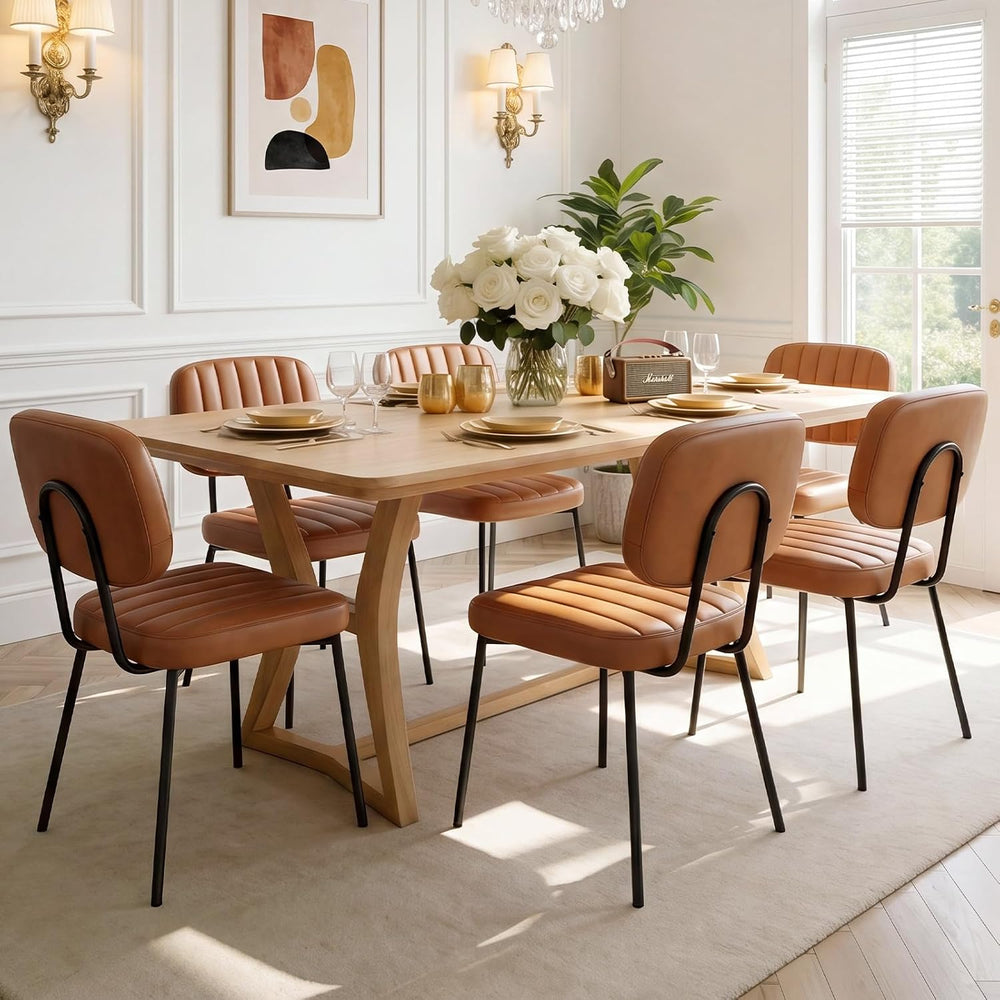 OLIXIS Dining Chairs Set of 6, Mid Century Modern Kitchen Chairs | Faux Leath...