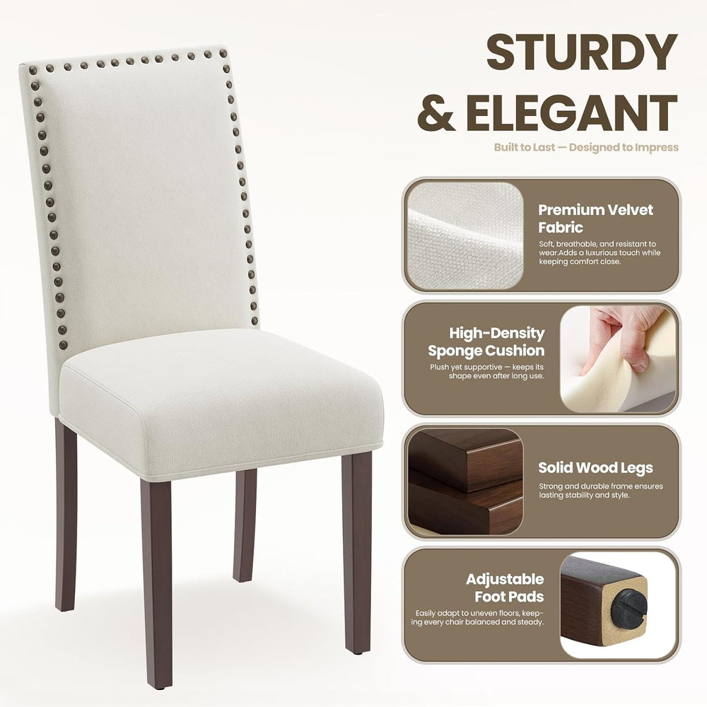 MALOL Velvet Dining Chairs Set of 2, Upholstered Kitchen Chairs with Thick Cu...