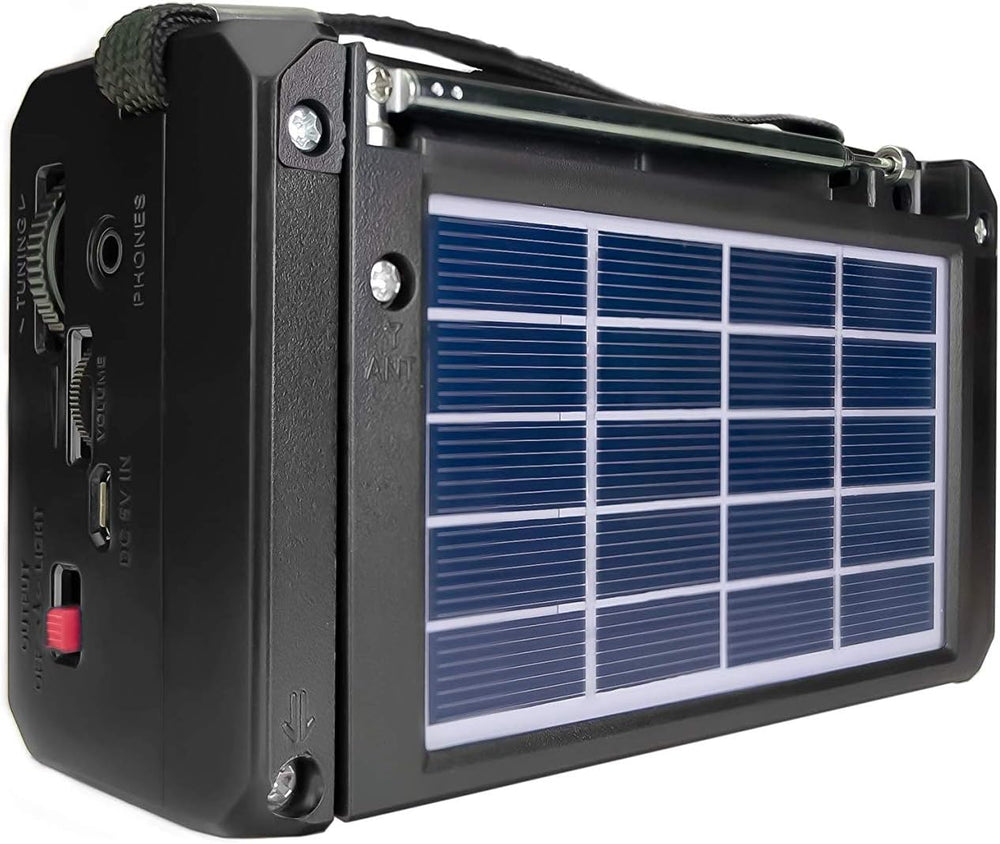 QFX R-37 6-Band (AM, FM, SW1 - SW4) Bluetooth LED Flashlight Solar Radio (202...