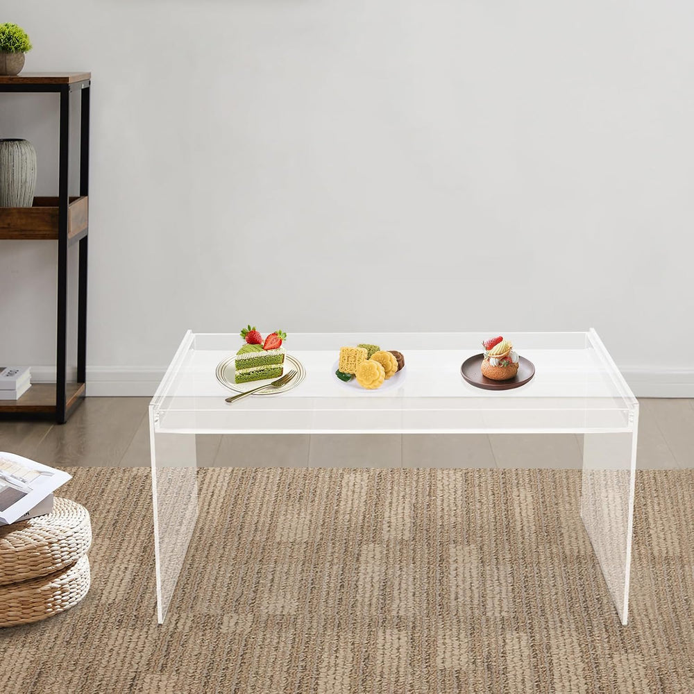 Modern Acrylic Table Clear, Rectangle Acrylic Side Table Furniture, Modern Te...
