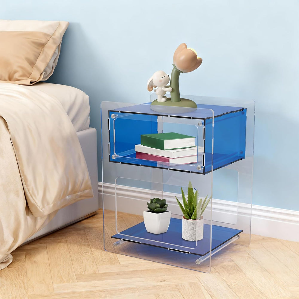 Acrylic Side Table, Acrylic End Table Record Player Table, Bedside Table with...