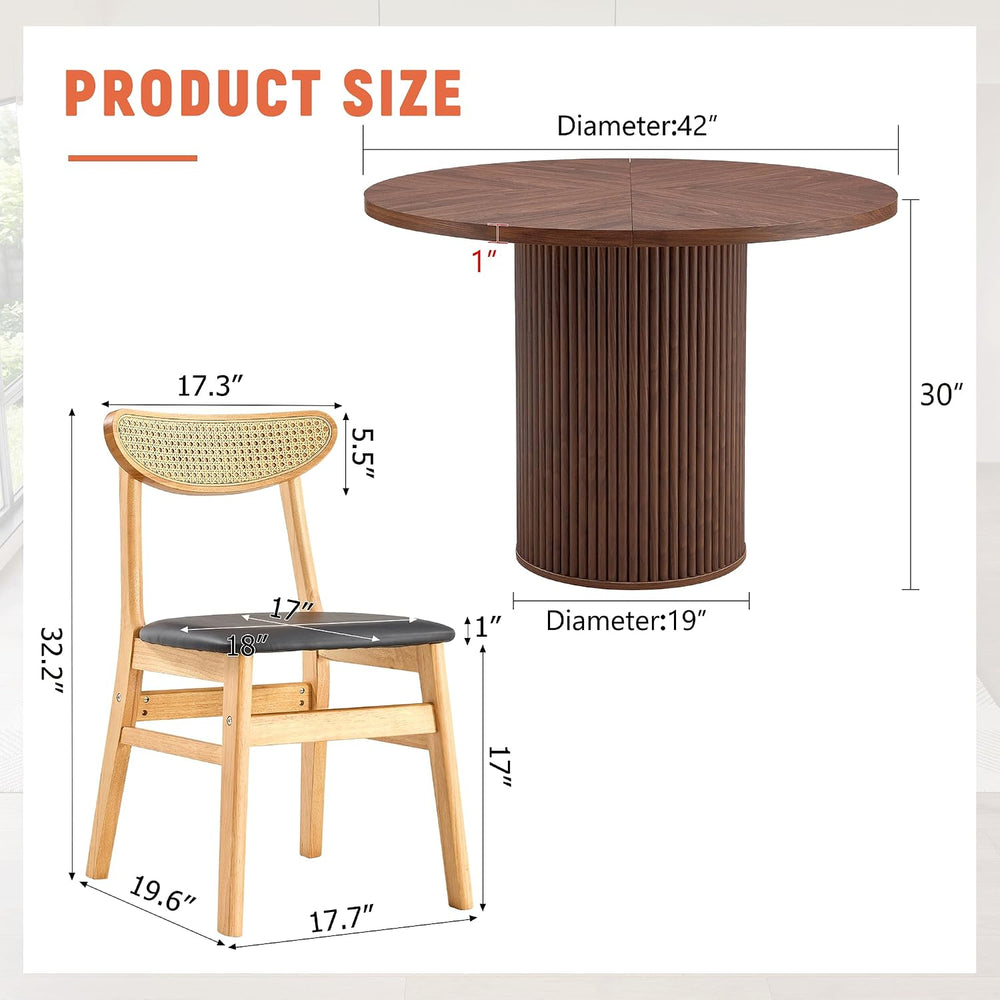 42" Round Dining Table Set for 6, Kitchen Table Chairs Set of 6 with Sto...