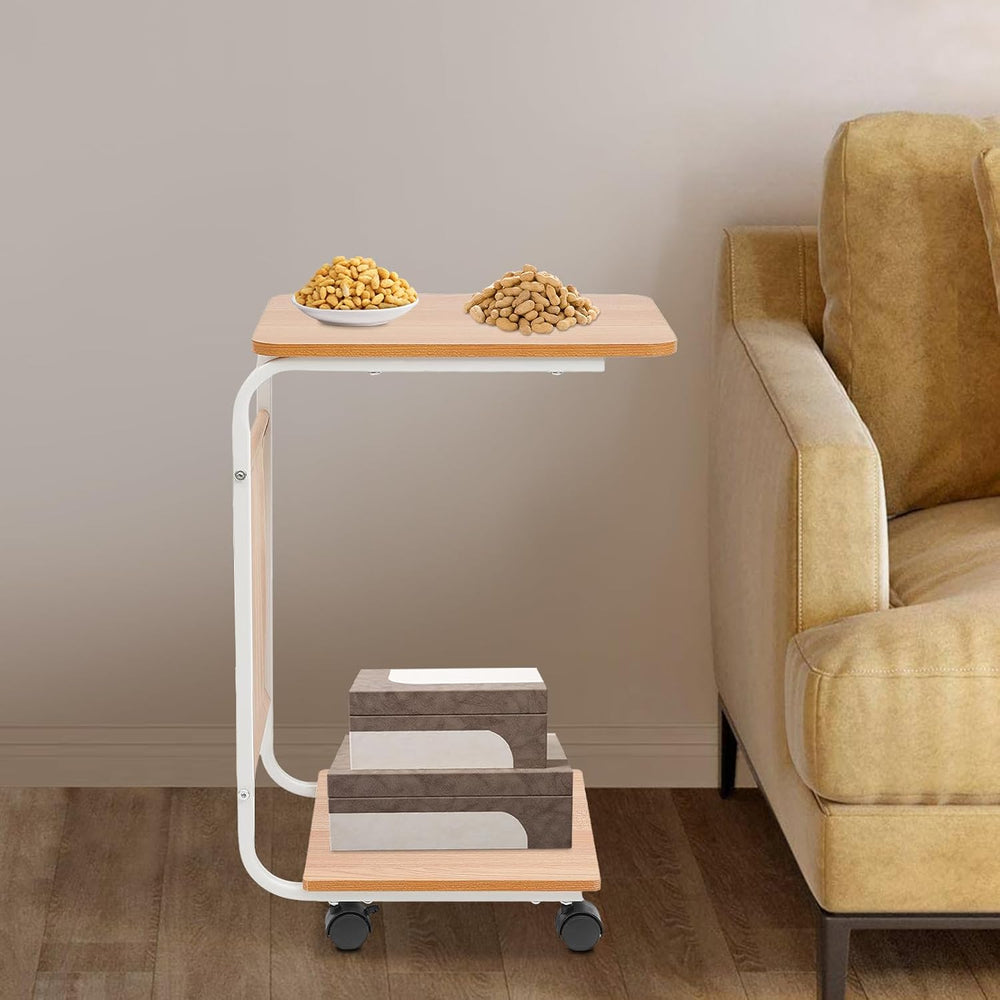 C-Shaped Side Table w/Wheels, C-Shaped Coffee Table, Bedside Side Table, Couc...