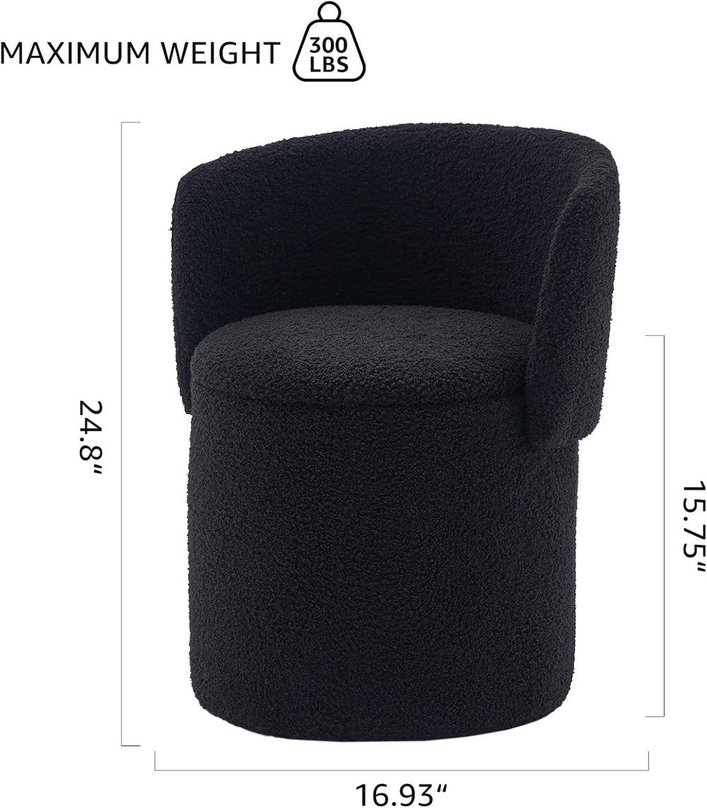 Storage Ottoman Modern Vanity Stool with Foldable Backrest | Teddy Velvet Foo...