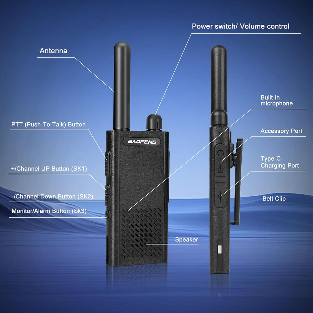 Baofeng T26 Walkie Talkies Long Range, Rechargeable Li-ion Battery 16 FRS Cha...