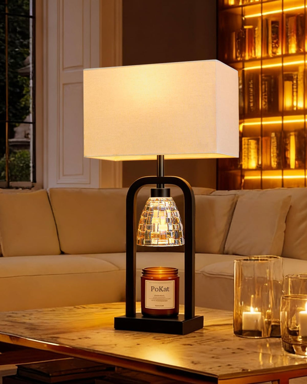 PoKat Electric Candle Warmer Lamps Gold, Lamp Candle Warmers with Timer Dimme...