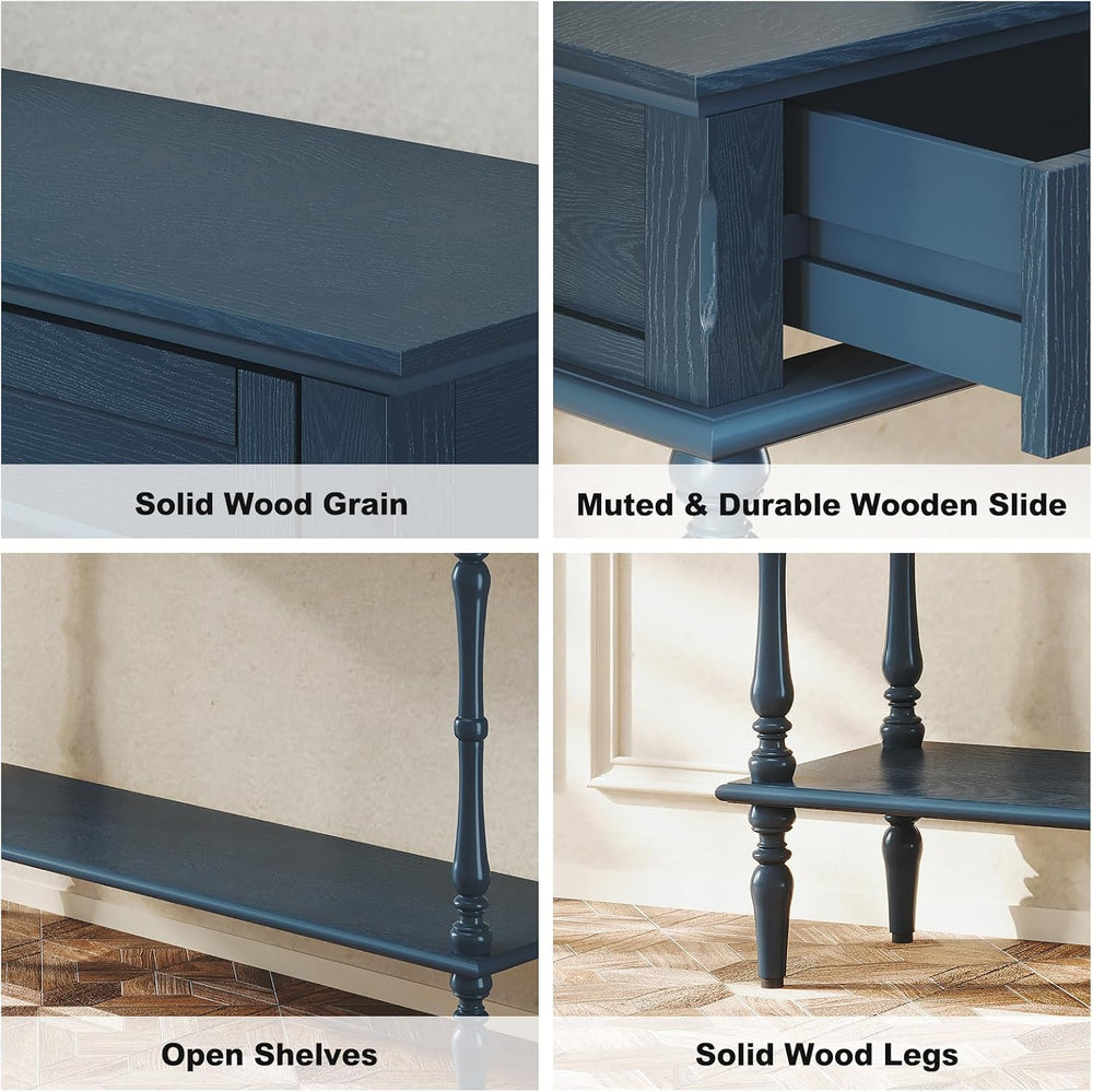 ARTPOWER Console Table for Entryway with 2 Drawers, 10 mins Assembly, Blue | ...
