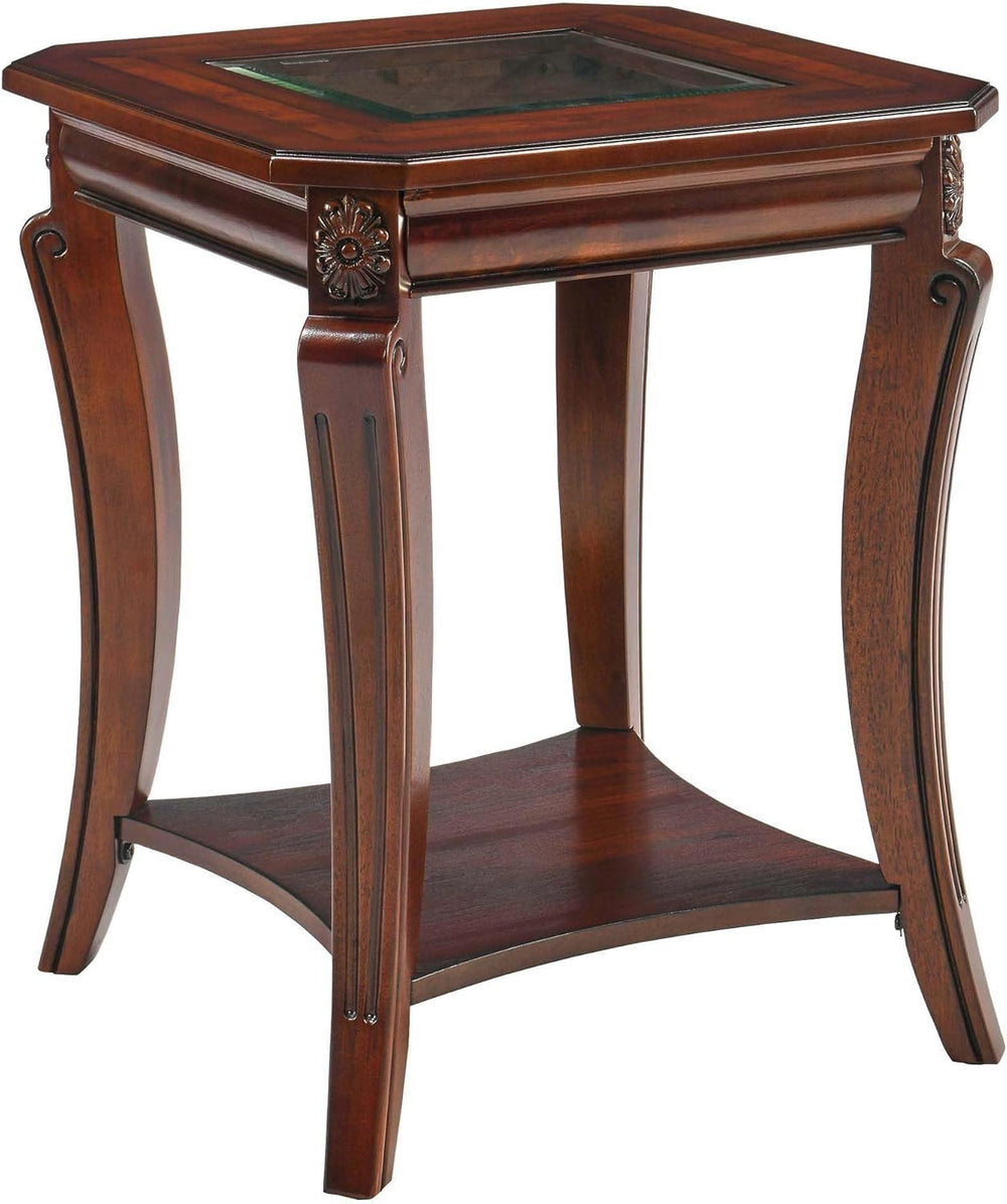 Square High End Side Table with Tempered Glass Top, Farmhouse Sofa Beside Tab...