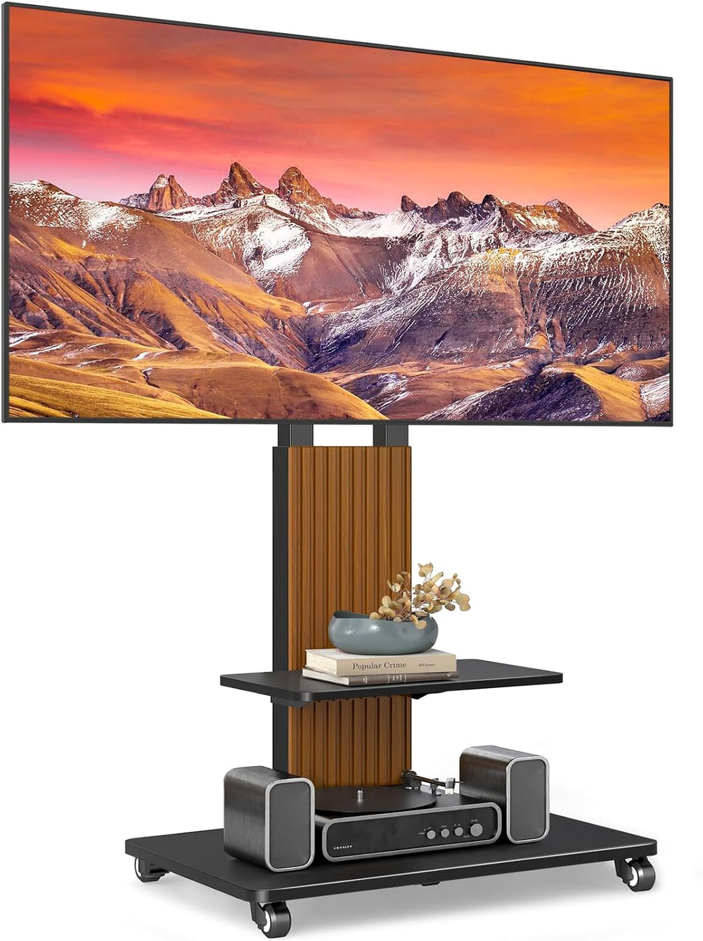 TVON Heavy Duty Rolling TV Stand for 55-100 inch Large Screens | Supports up ...