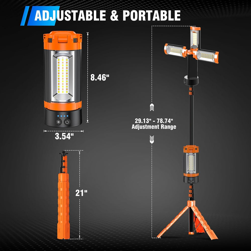 AKOFUN 12000mAh Camping Light with Stand, Portable Rechargeable Work Light