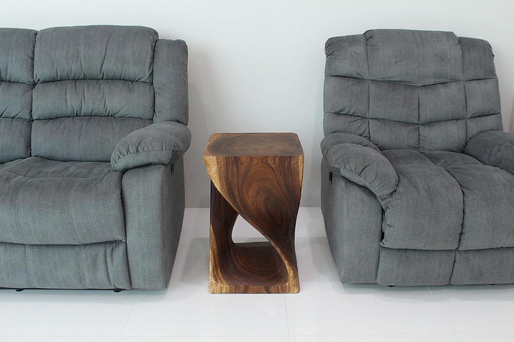 Haussmann Selorin Wide Twisted End Table 15 x 15 x 23 in H Walnut