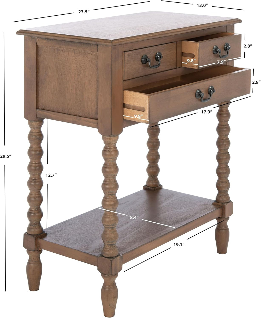 SAFAVIEH Furniture - Athena 3-Drawer Console Table - Brown - Solid Wood - Far...