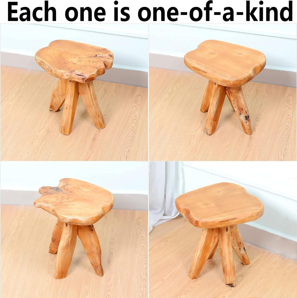 Brefhome Natural Cedar Wood Stool, 14.5" Tall Hand-Carved Tree Stump End...