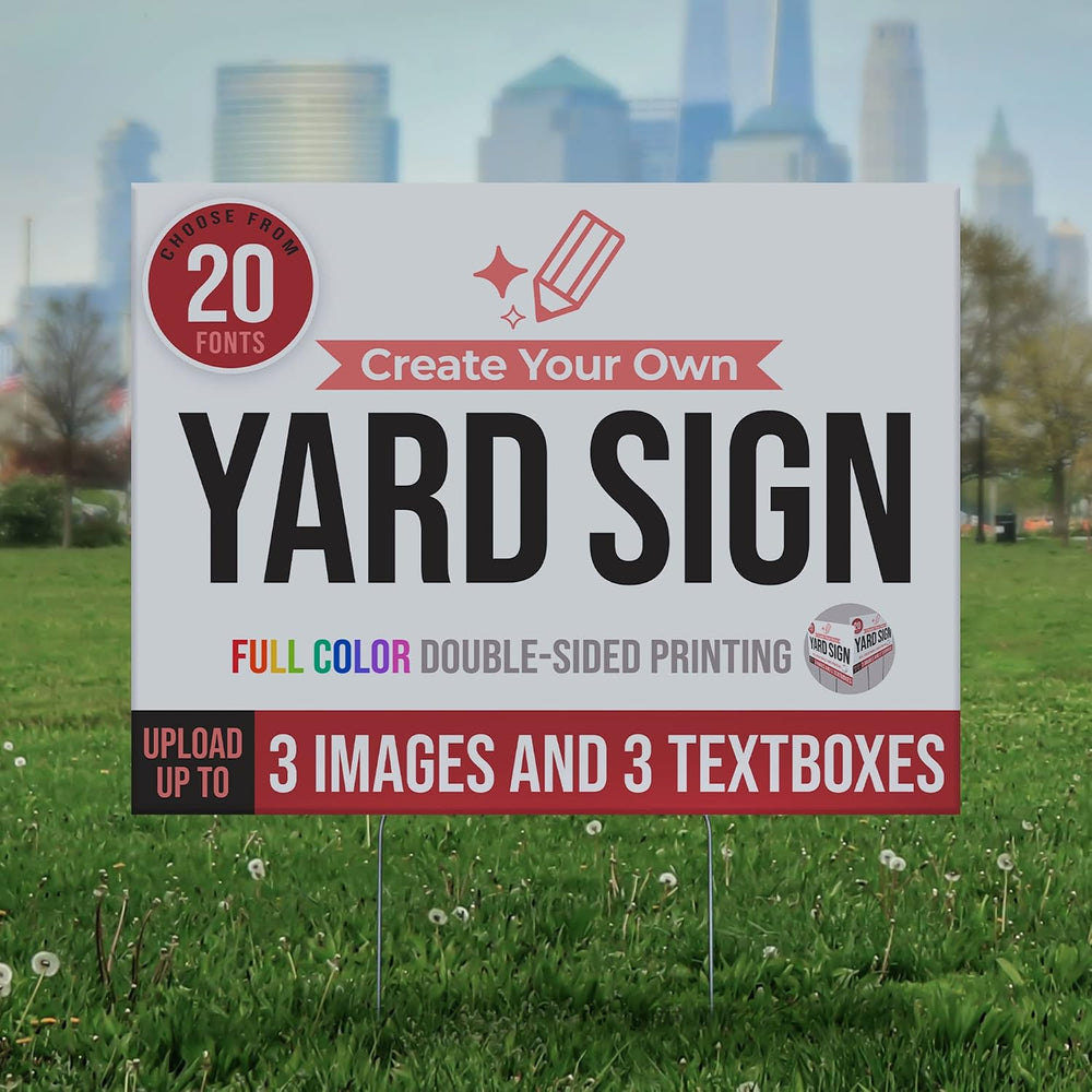 4 Pack 24x18" Double Sided Custom Yard Sign with Metal Stakes, Personali...