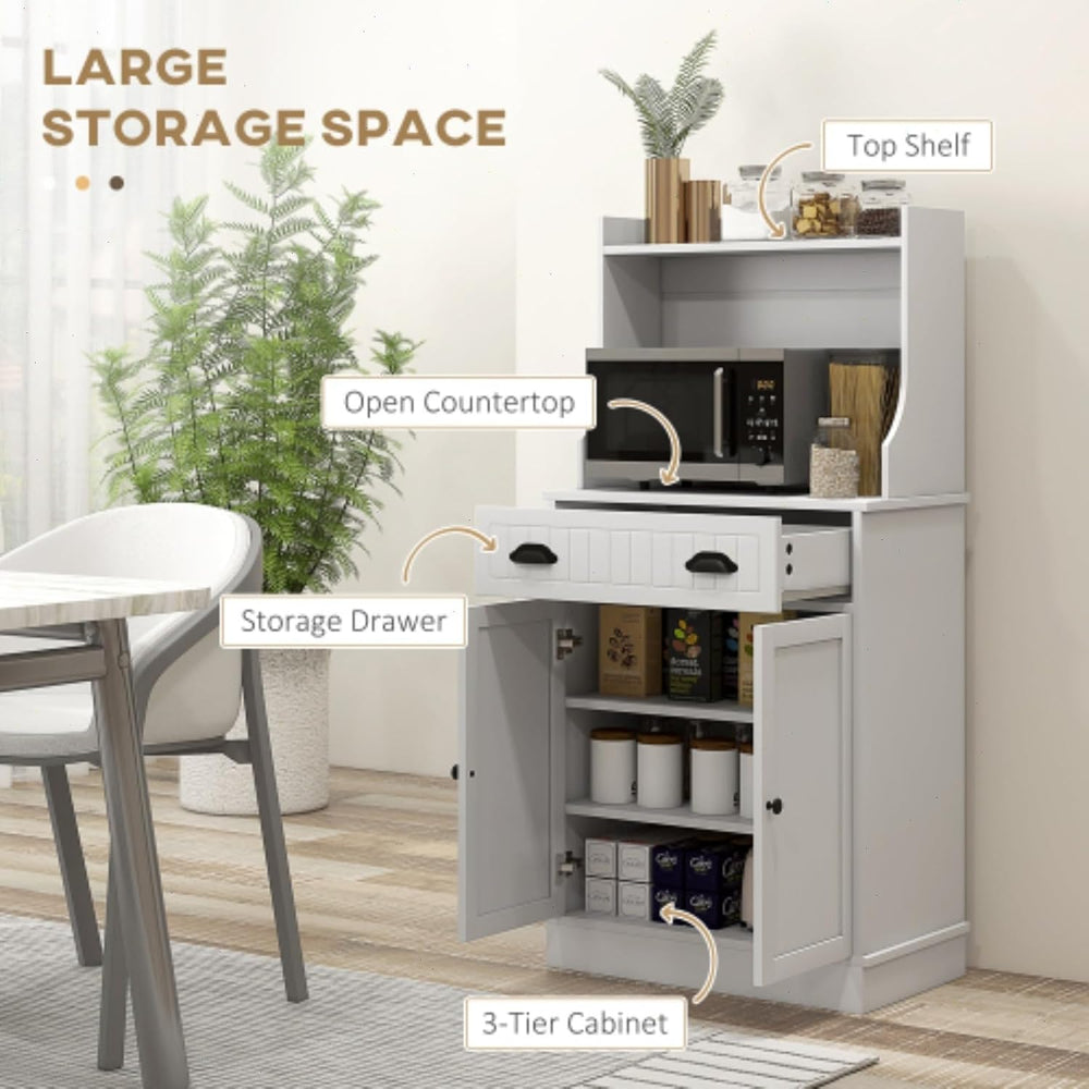 49" Kitchen Microwave Cabinet/Stand with Storage and Drawers, Pantry Sto...