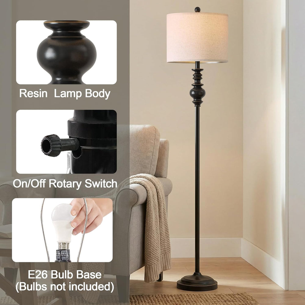 BOBOMOMO 64.25" Farmhouse Floor Lamp for Living Room, Tall Antique Black...