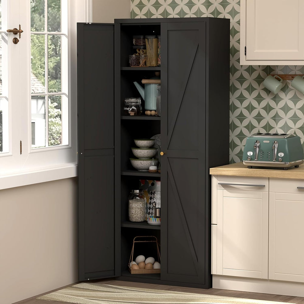 71" Tall Kitchen Pantry Storage Cabinet, Kitchen Storage Cabinet with Do...