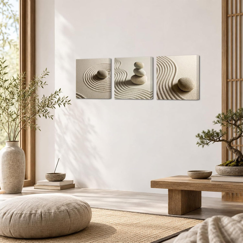 Artsbay Zen Stone Wall Art, Modern Spa Room Wall Decor 12''x12'