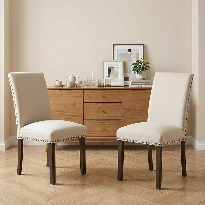 Furniliving Upholstered Wood Dining Chairs High Back Dining Room Chairs with ...