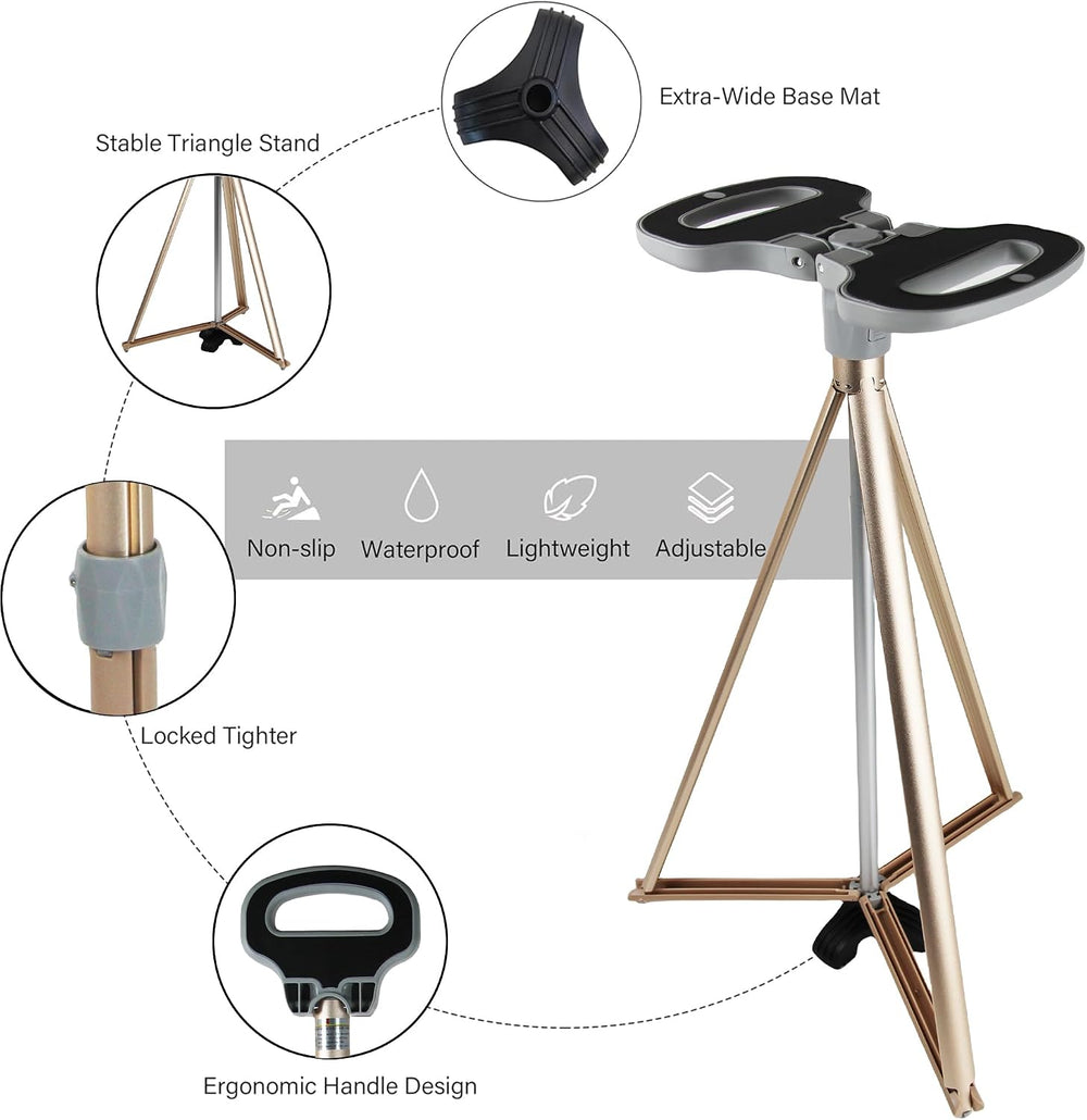 Cane with Seat 2-in-1 Portable Walking Stick with Seat for Men & Women Fo...