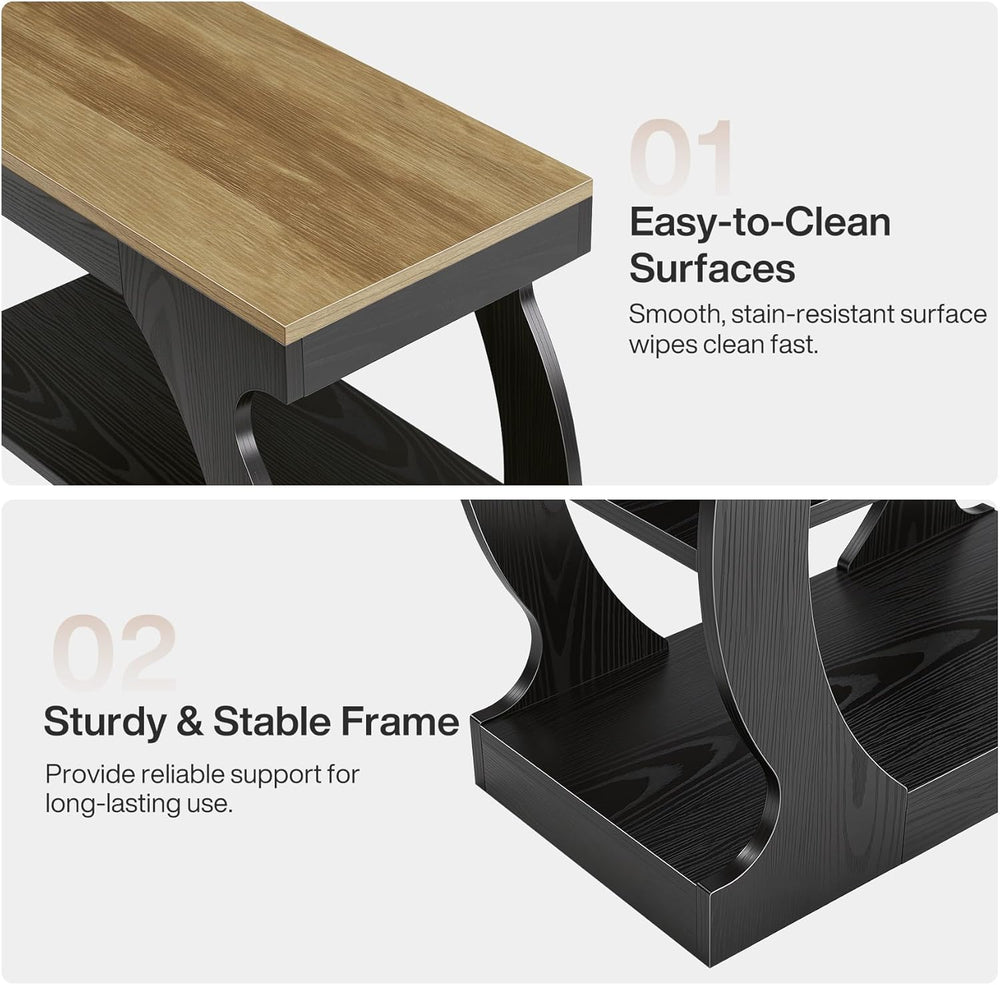 Tribesigns End Table with 3-Tier Storage, Narrow Side Table with Curved Frame...