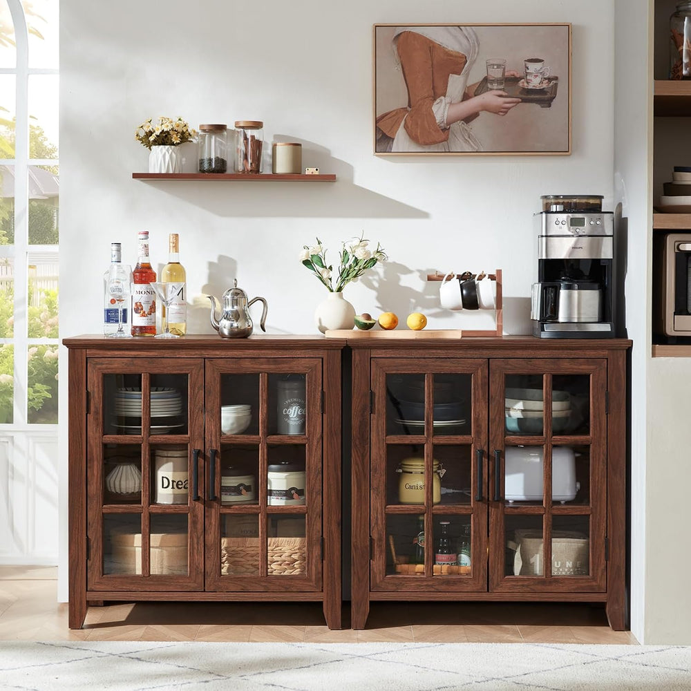 Joaxswe Large Sideboard Buffet Cabinet with Storage, 32" Farmhouse Brown...