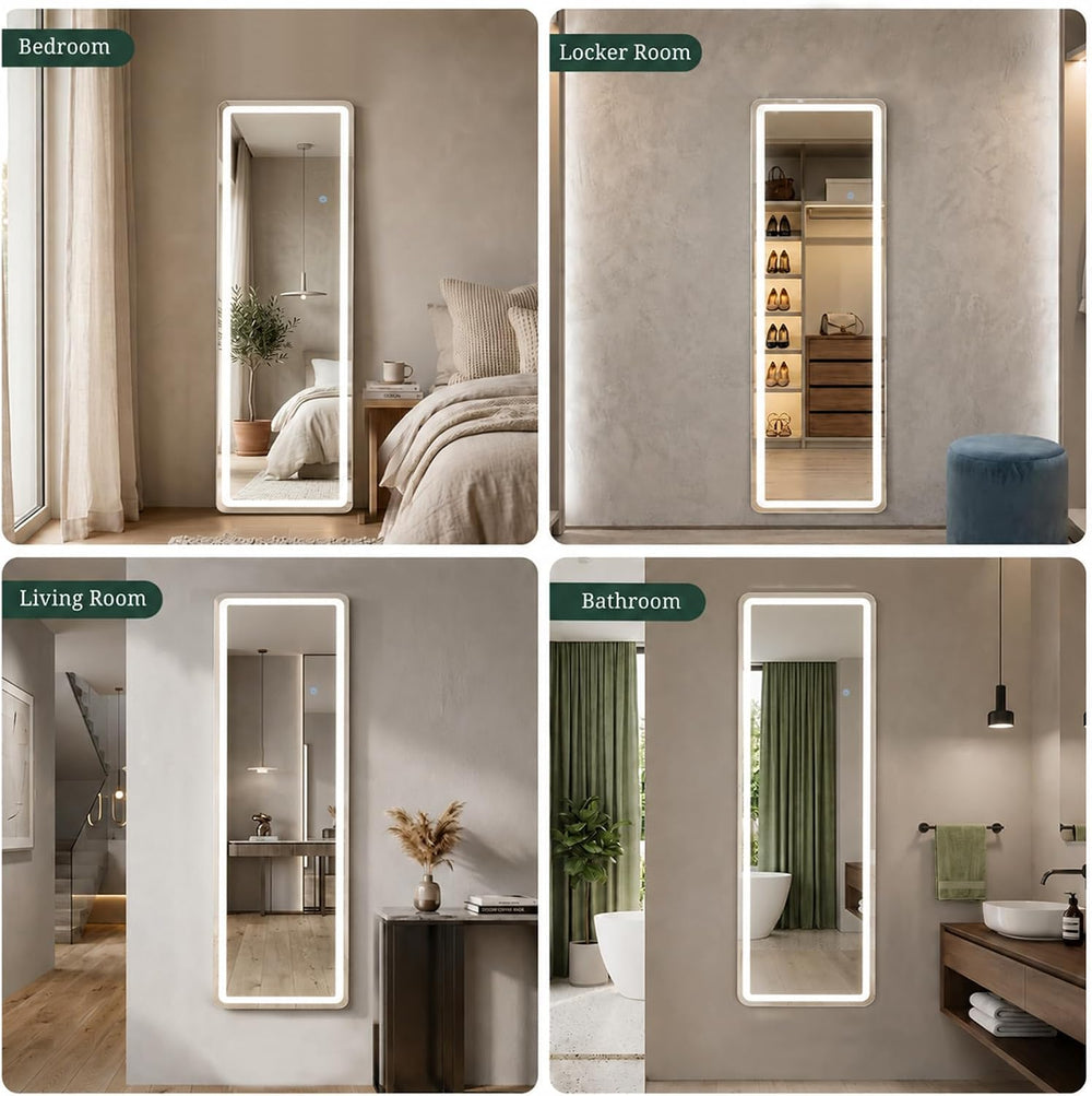 Full Length Mirror with Lights, 64"x21" LED Lighted Full Body Floor...