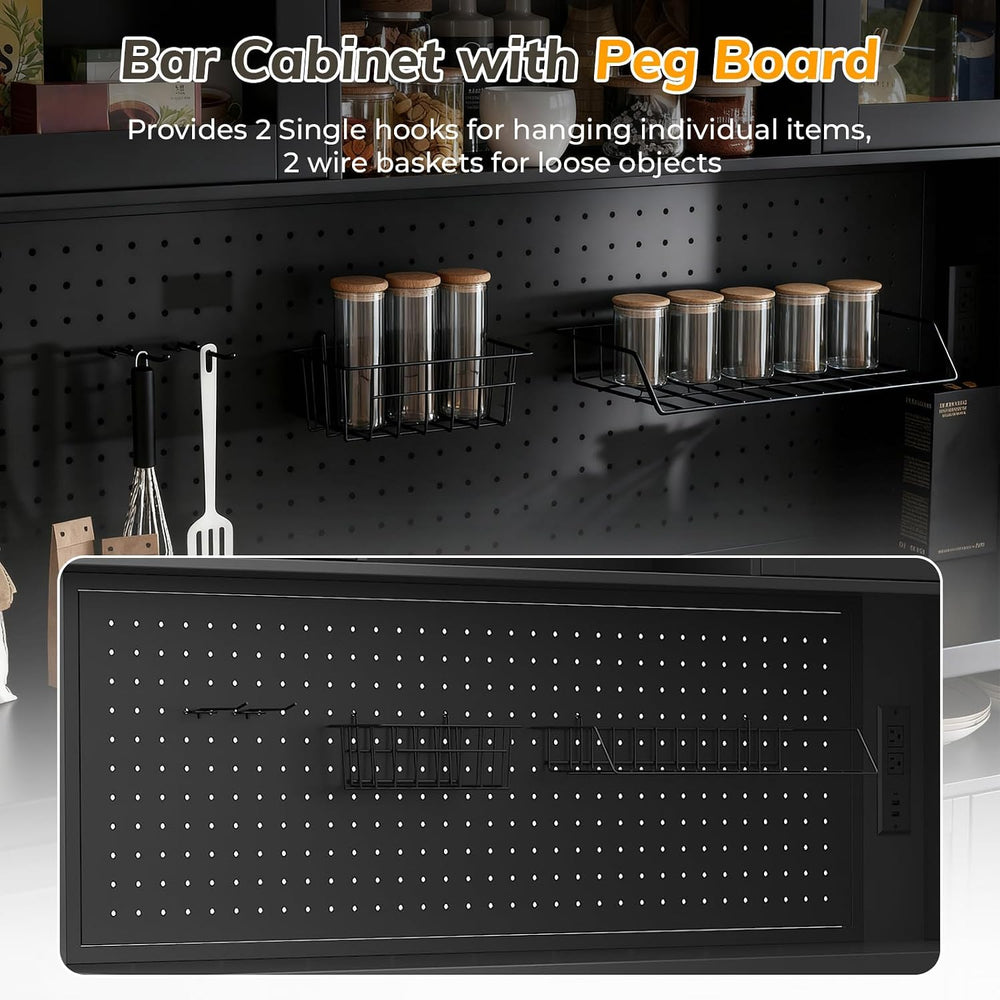 70.9" Tall Kitchen Pantry Cabinet with Outlet & LED Lights, 54.3&quo...