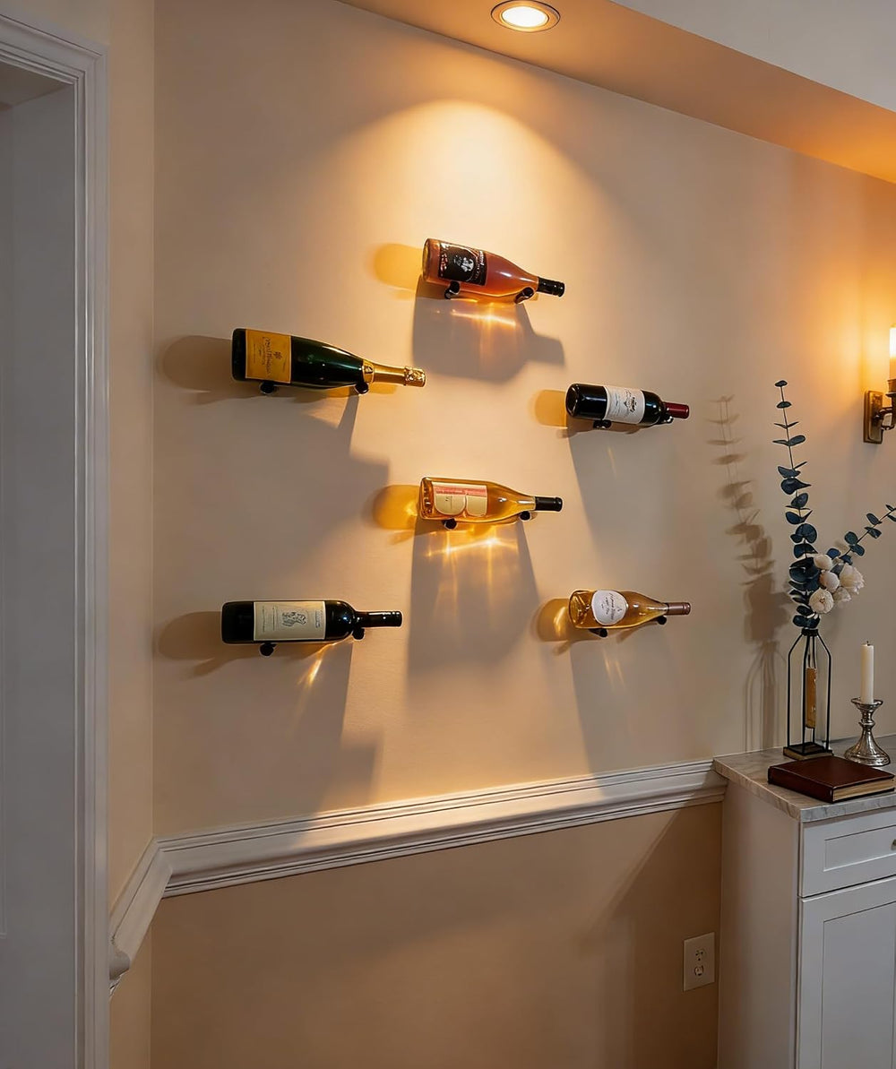 GeLive Gold Wine Pegs for Wall Mounted Wine Bottle Holder Vino Pins for 6 Bot...