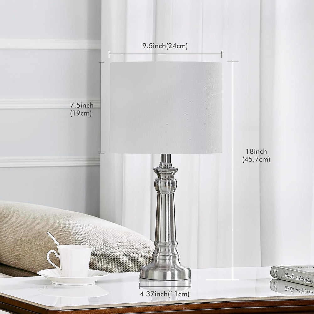 18" Table Lamps for Living Room, Modern Bedroom Lamps Set of 2 with Nick...