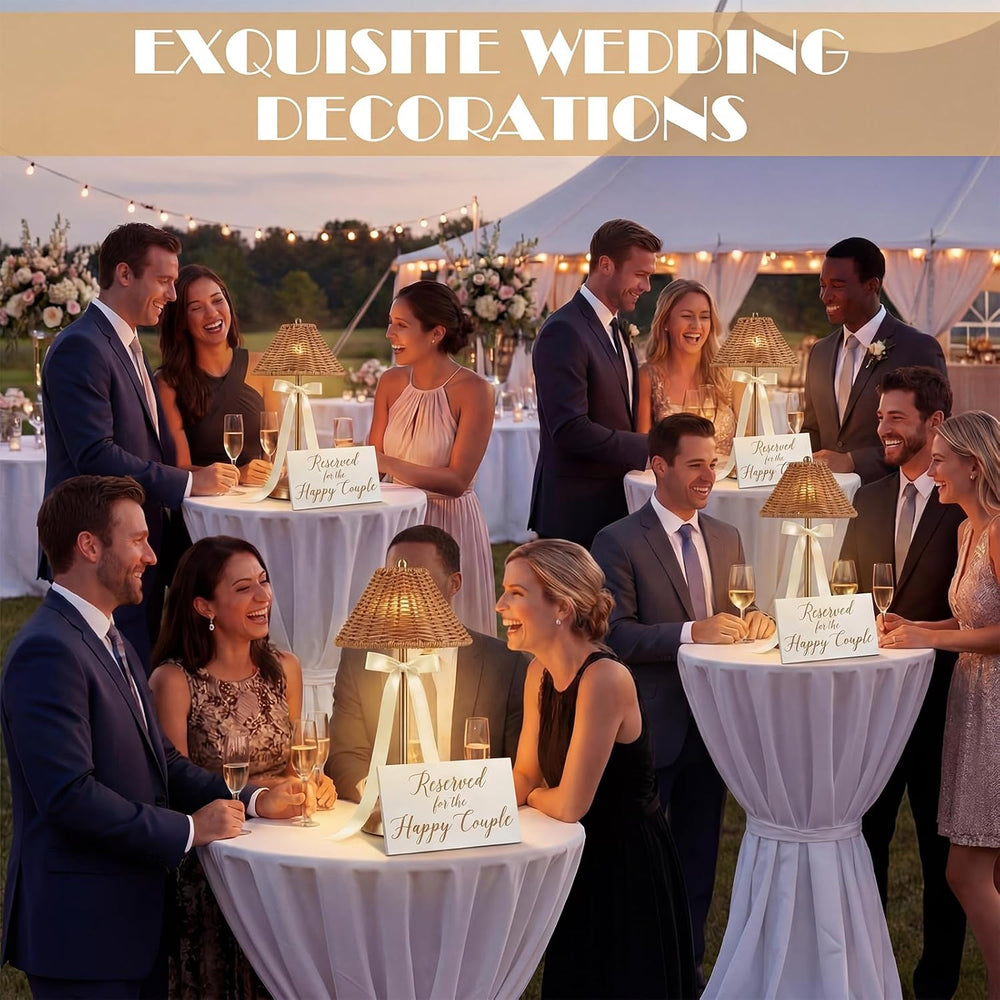 4 Pack Wedding Rattan Table Lamp, Cordless LED Rechargeable