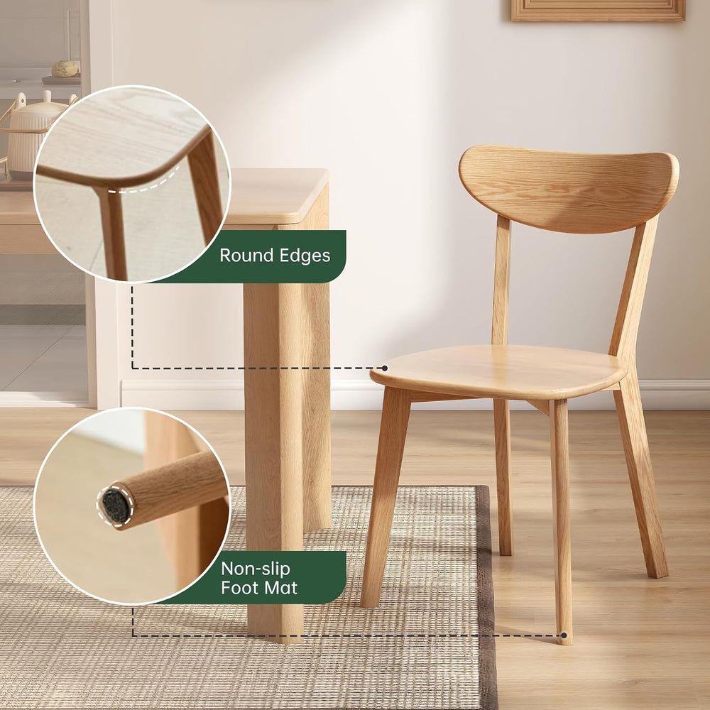 Dining Chairs, Kitchen Chairs, 100% Oak Solid Wood Modern Chair with Curved B...