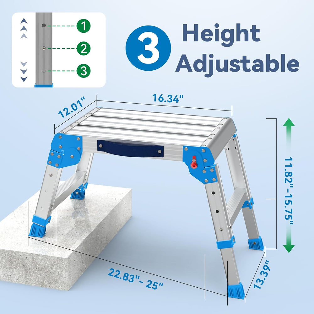 Loyoda Folding Work Platform, 440 lbs Adjustable Height, Standard Blue