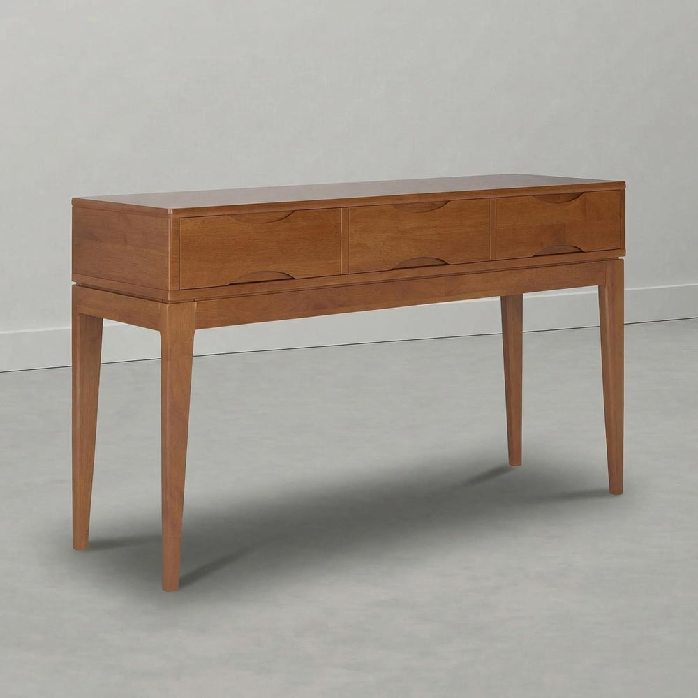 SIMPLIHOME Harper 54" Wide Solid Wood Console Table in Tawny Brown Teak
